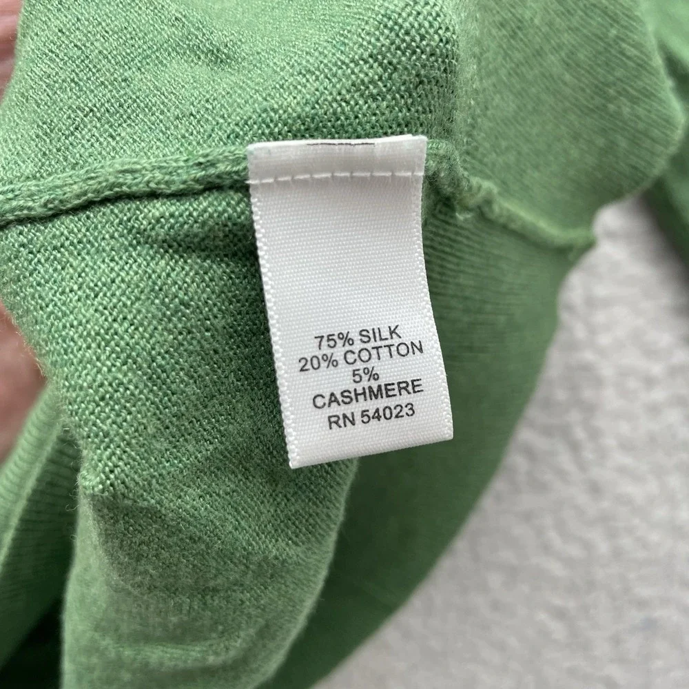 Banana Republic Sweater Mens‎ XL Luxury Blend Silk Cashmere Green V-Neck Preppy